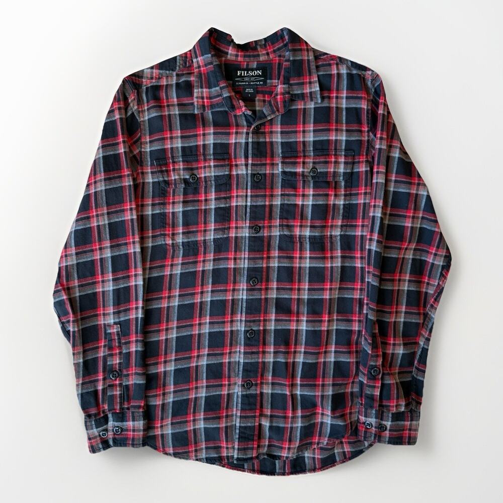 Filson Scout Shirt Small Black Red Lightweight Cotton Flannel Seattle Workwear